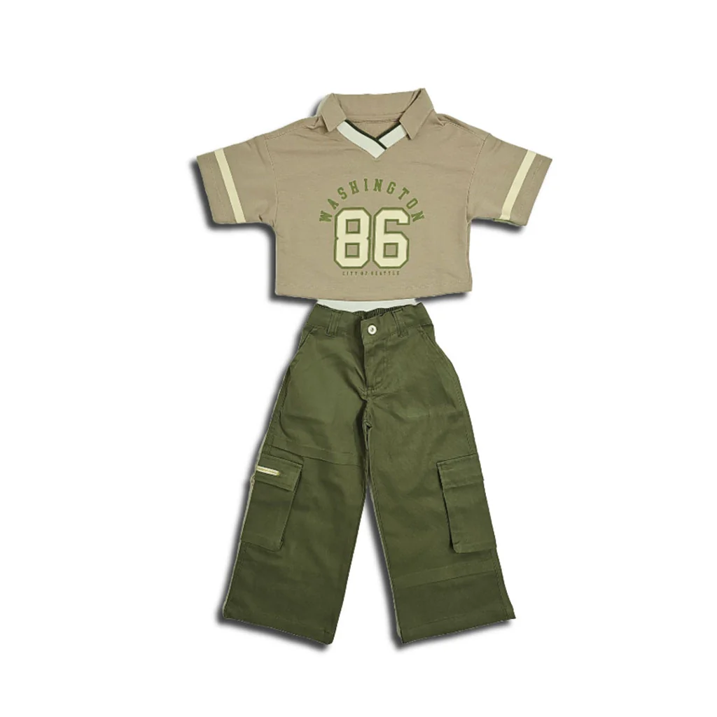 32987 CONJUNTO SPORTY - CROP TOP WASHINGTON 86 Y PANTALÓN CARGO NIÑA - Image 2