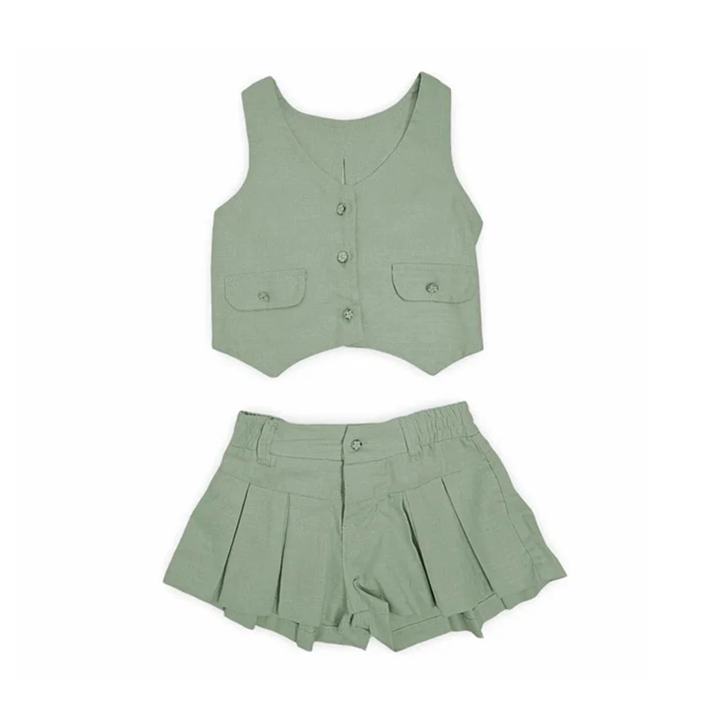 62008 CONJUNTO NIÑA BEBÉ - CHALECO CON MOÑO Y SHORT PRENSES - Image 3