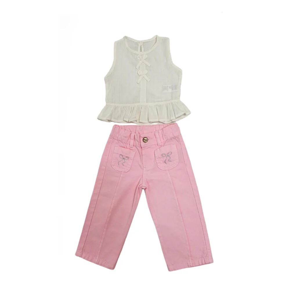 62009 CONJUNTO NIÑA BEBÉ - PANTALÓN DENIM Y BLUSA LINO - Image 3