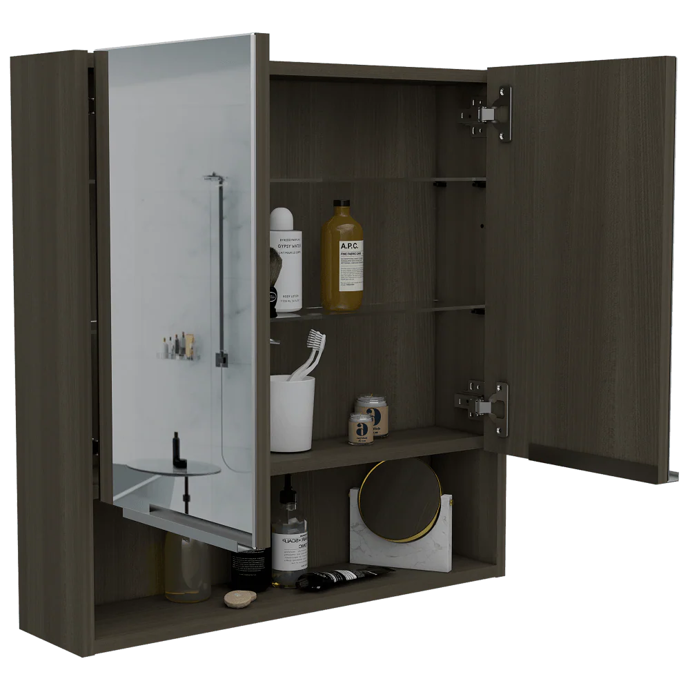 GABINETE DE BAÑO RAWANA, CANELA, INCLUYE ESPEJO Y ENTREPAÑOS PARA GUARDAR OBJETOS DE ASEO - Image 2