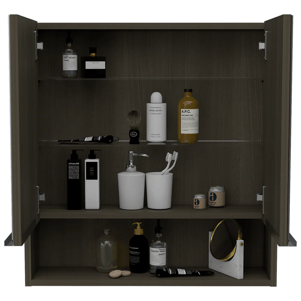 GABINETE DE BAÑO RAWANA, CANELA, INCLUYE ESPEJO Y ENTREPAÑOS PARA GUARDAR OBJETOS DE ASEO - Image 3