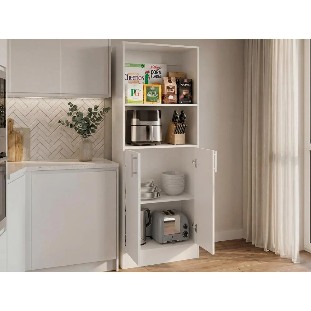 Alacena Multiusos Juko, Kronos Blanco, Con dos puertas abatibles, con entrepaños y amplio almacenamiento ZF - Image 7