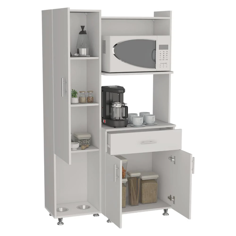 Alacena Multiusos Panter Eco, Kronos Blanco, Una puerta abatible y variedad de entrepaños ZF