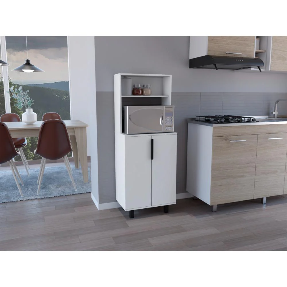 ALACENA OSHAWA, BLANCO, CON SUPERFICIE PARA UBICAR OBJETOS Y DOS PUERTAS