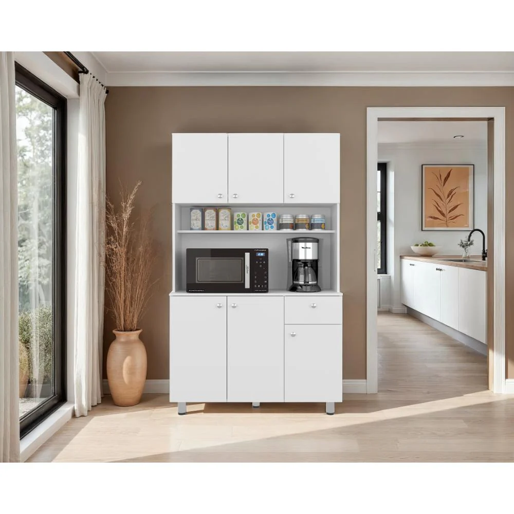 Alacena Wiston, Kronos Blanco, Seis puertas abatibles y un cajón con amplio espacio de almacenamiento ZF - Image 4