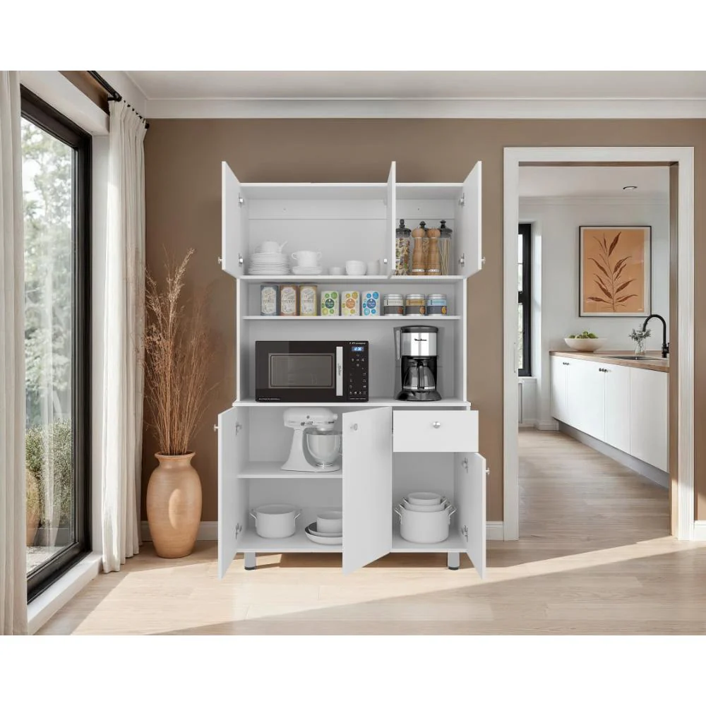 Alacena Wiston, Kronos Blanco, Seis puertas abatibles y un cajón con amplio espacio de almacenamiento ZF - Image 5