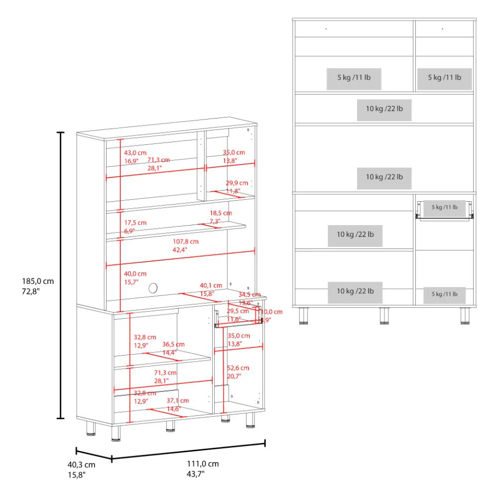 Alacena Wiston, Kronos Blanco, Seis puertas abatibles y un cajón con amplio espacio de almacenamiento ZF - Image 8