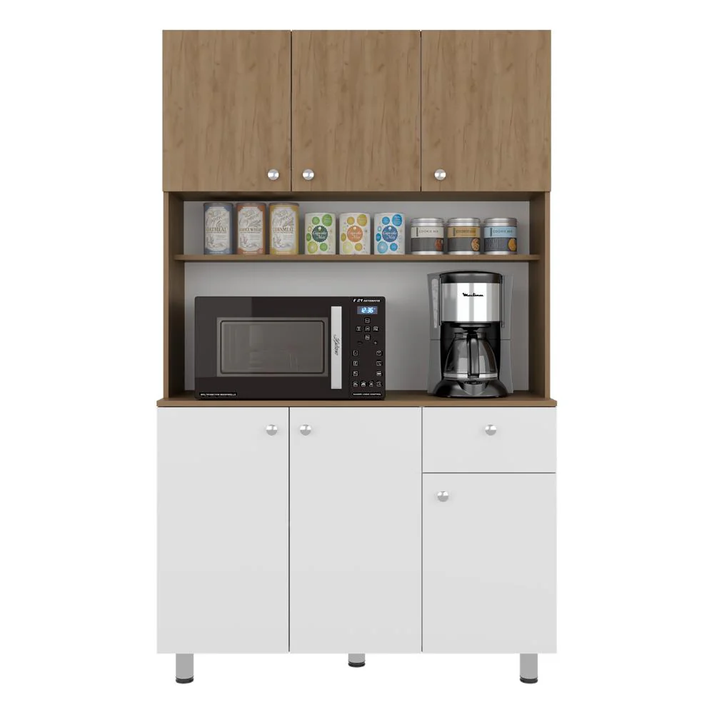 Alacena Wiston, Kronos Blanco y Kronos Fresno, Con seis puertas abatibles y un cajón con amplio espacio de almacenamiento ZF