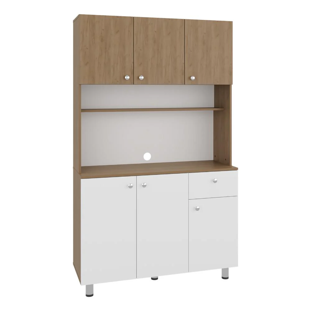 Alacena Wiston, Kronos Blanco y Kronos Fresno, Con seis puertas abatibles y un cajón con amplio espacio de almacenamiento ZF - Image 6