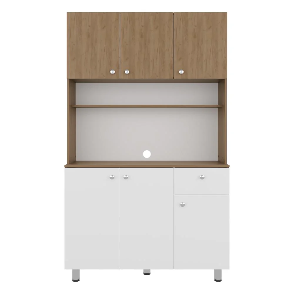 Alacena Wiston, Kronos Blanco y Kronos Fresno, Con seis puertas abatibles y un cajón con amplio espacio de almacenamiento ZF - Image 7
