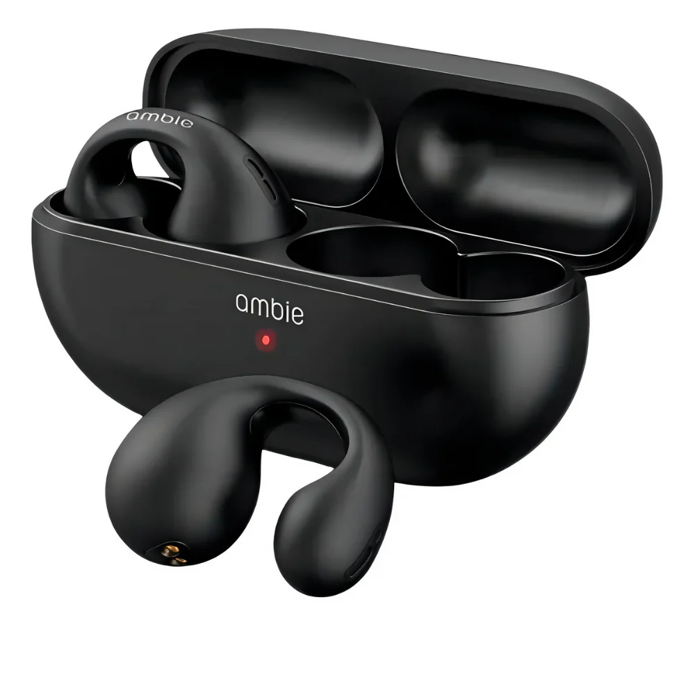 AUDÍFONOS AMBIE AURICULARES DE CONDUCCIÓN OSEA TWS ESTÉREO COLOR NEGRO