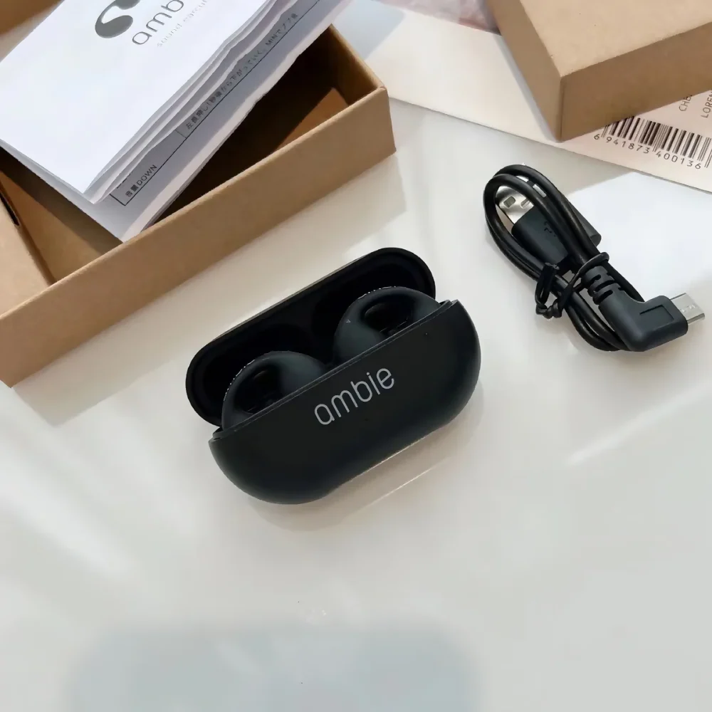 AUDÍFONOS AMBIE AURICULARES DE CONDUCCIÓN OSEA TWS ESTÉREO COLOR NEGRO - Image 4