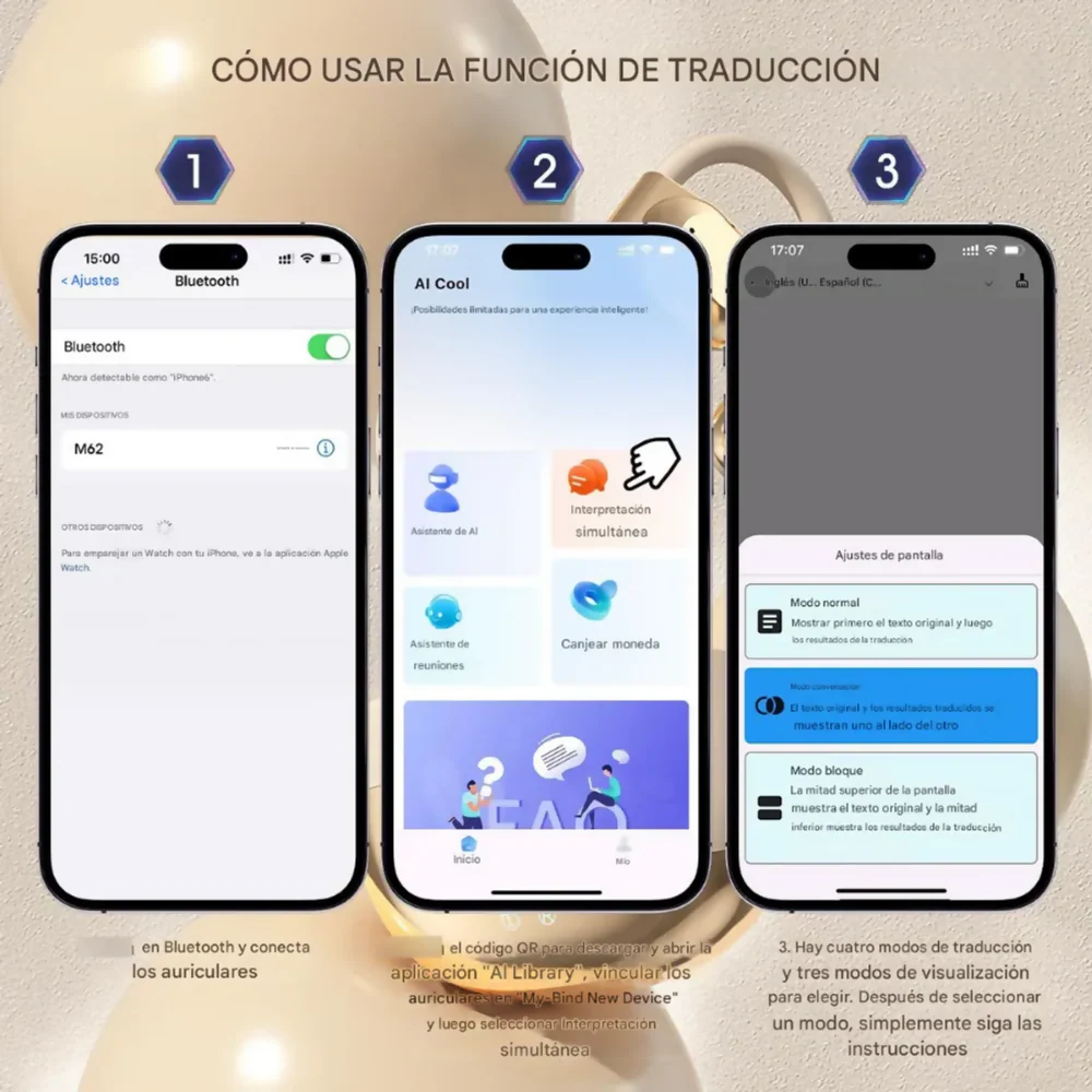 AUDÍFONOS TRADUCTORES IDIOMAS TIEMPO REAL BLUETOOTH 3 EN 1 - Image 2