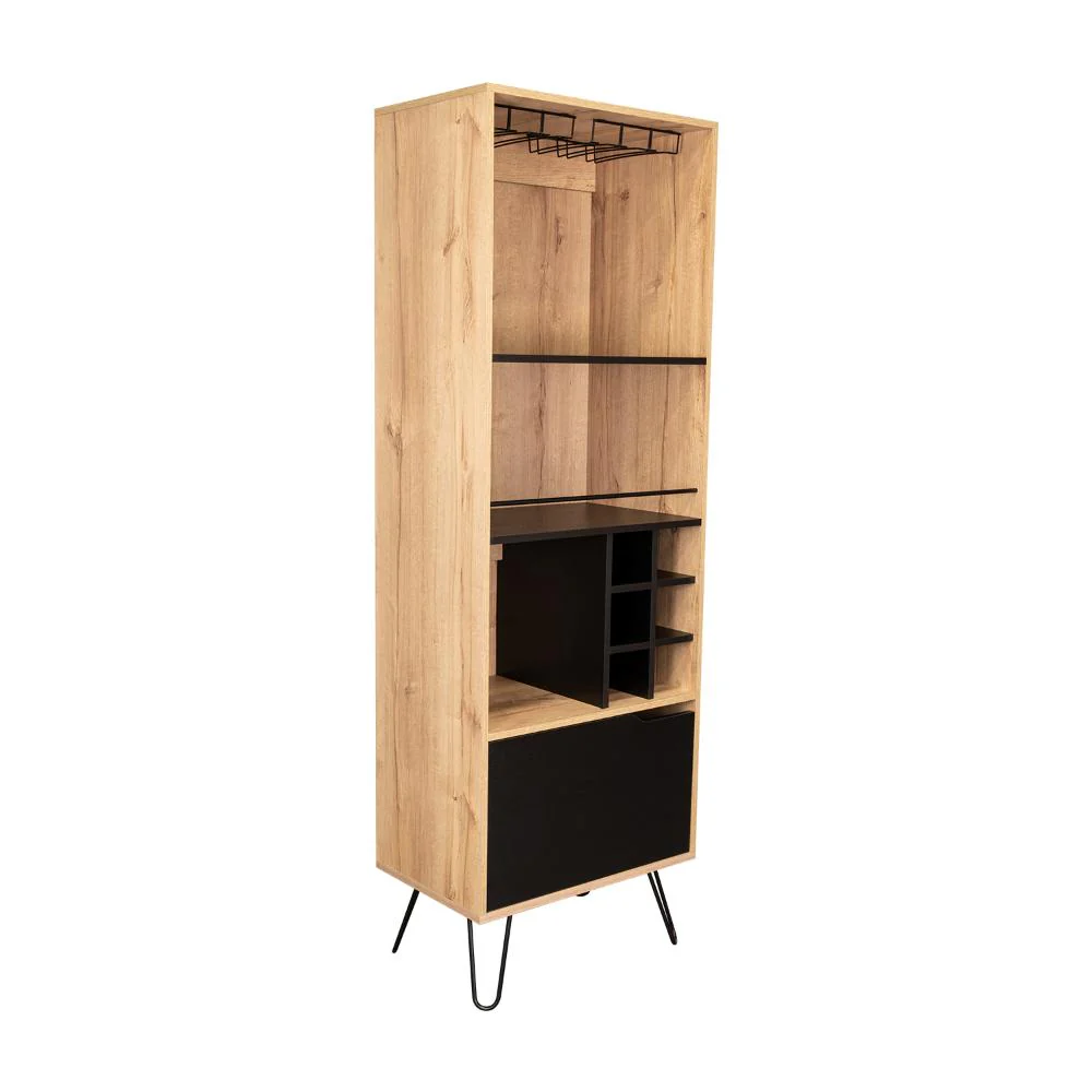 BAR ALTO CLEO, CAFÉ CLARO Y WENGUE, CON CON ESPACIO PARA PORTA VASOS Y BOTELLAS - Image 7