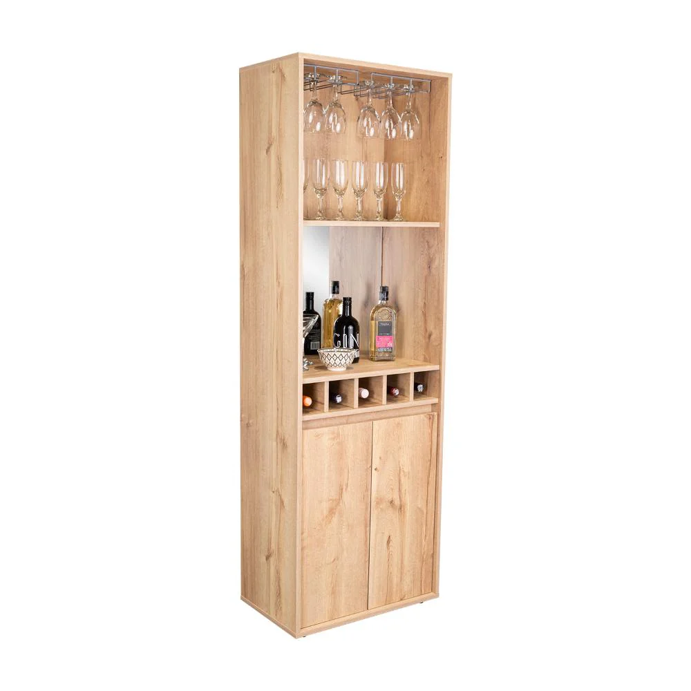 BAR ALTO PRANDY, CAFÉ CLARO, CON AMPLIO ESPACIO PARA ALMACENAMIENTO DE BOTELLAS ZF