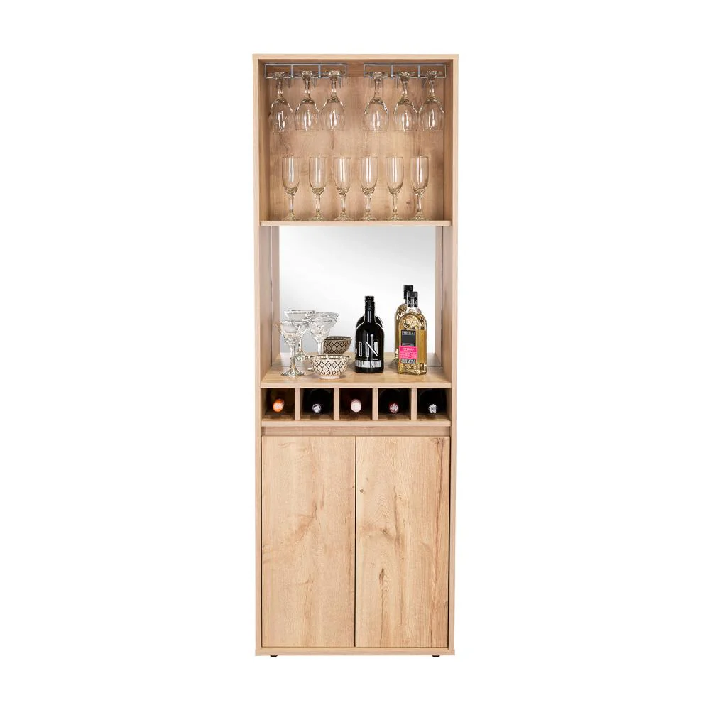 BAR ALTO PRANDY, CAFÉ CLARO, CON AMPLIO ESPACIO PARA ALMACENAMIENTO DE BOTELLAS ZF - Image 2