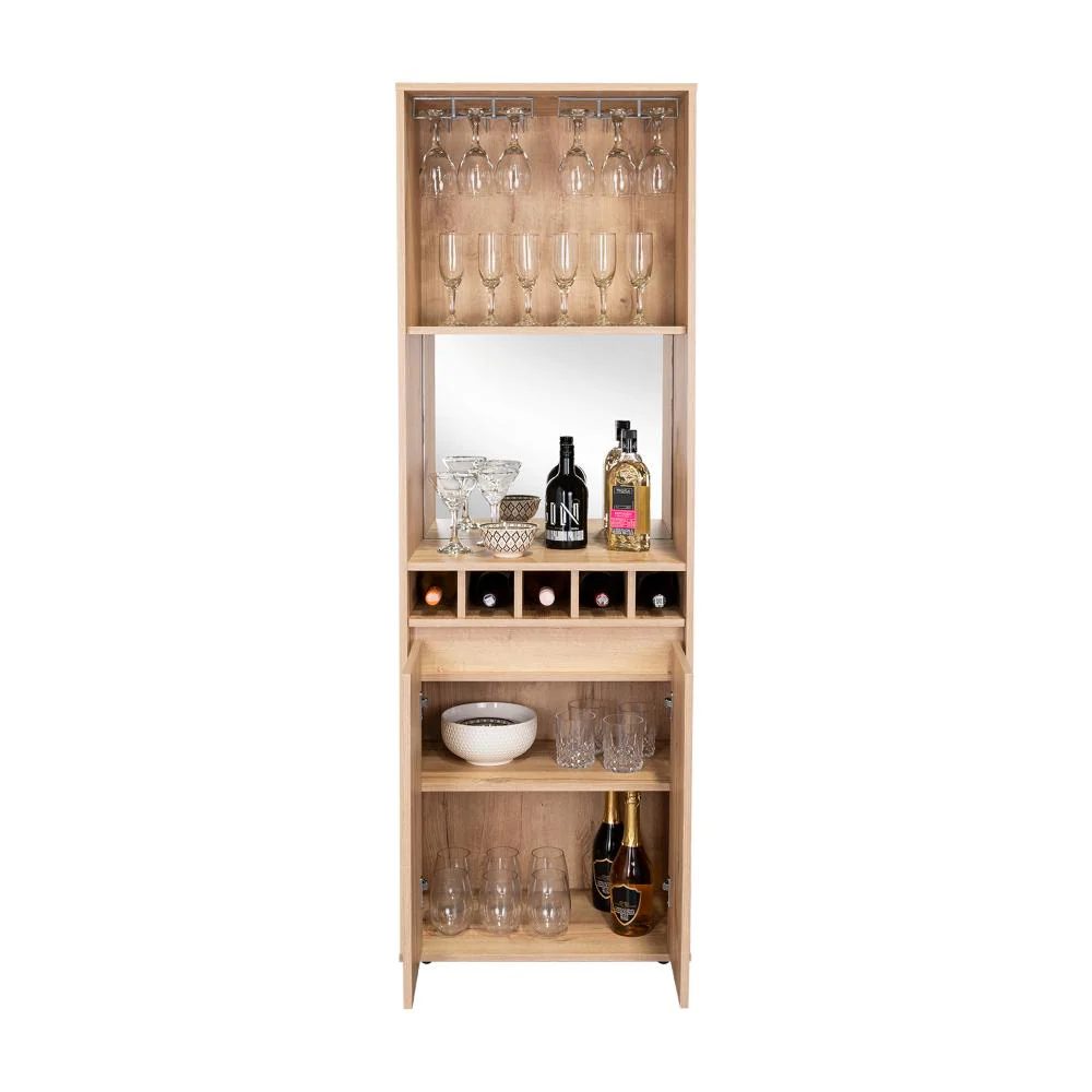 BAR ALTO PRANDY, CAFÉ CLARO, CON AMPLIO ESPACIO PARA ALMACENAMIENTO DE BOTELLAS ZF - Image 3