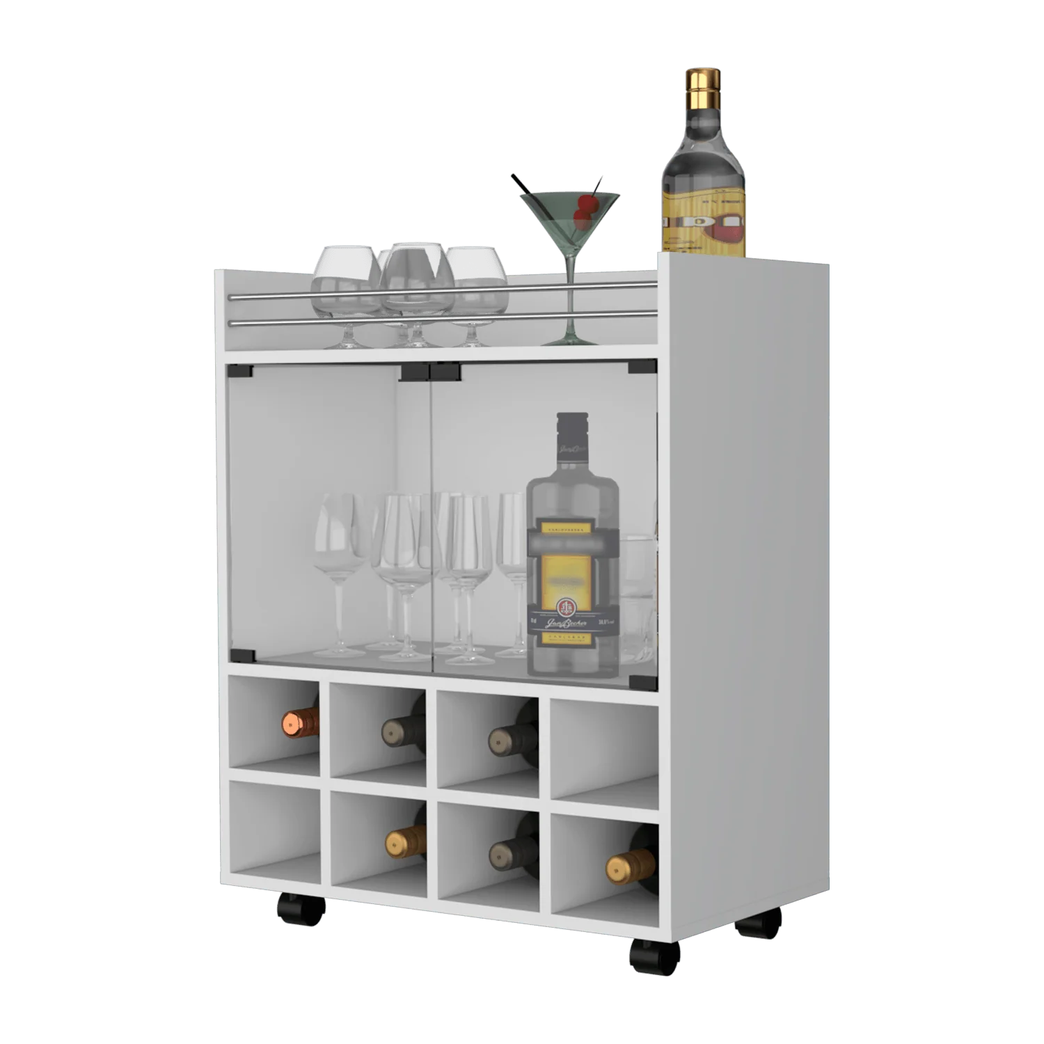 BAR ARCHIPIÉLAGO, BLANCO, CON ESPACIO PARA ORGANIZAR LICORES U OBJETOS DECORATIVOS ZF