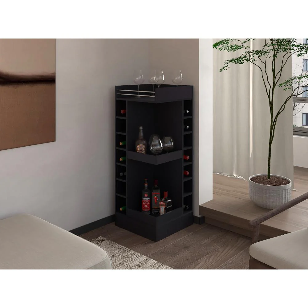 BAR BAJO ESQUINERO LYM, WENGUE, CON ESPACIO PARA UBICAR BOTELLAS ZF - Image 2