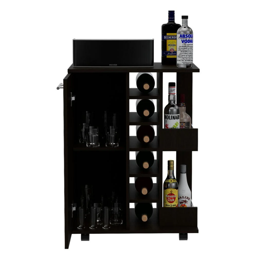 BAR CART ARGUS, WENGUE, CON ESPACIO PARA BOTELLAS Y PORTA COPAS  ZF - Image 2