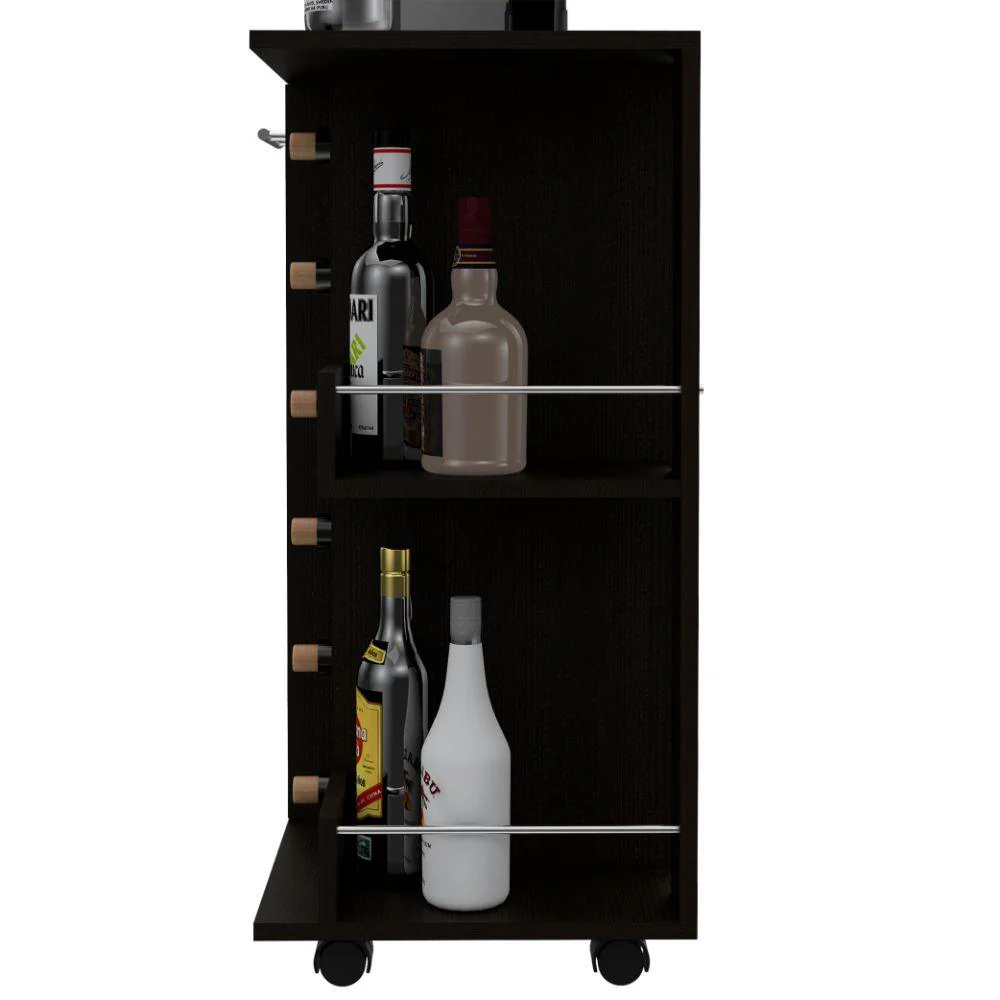 BAR CART ARGUS, WENGUE, CON ESPACIO PARA BOTELLAS Y PORTA COPAS  ZF - Image 3