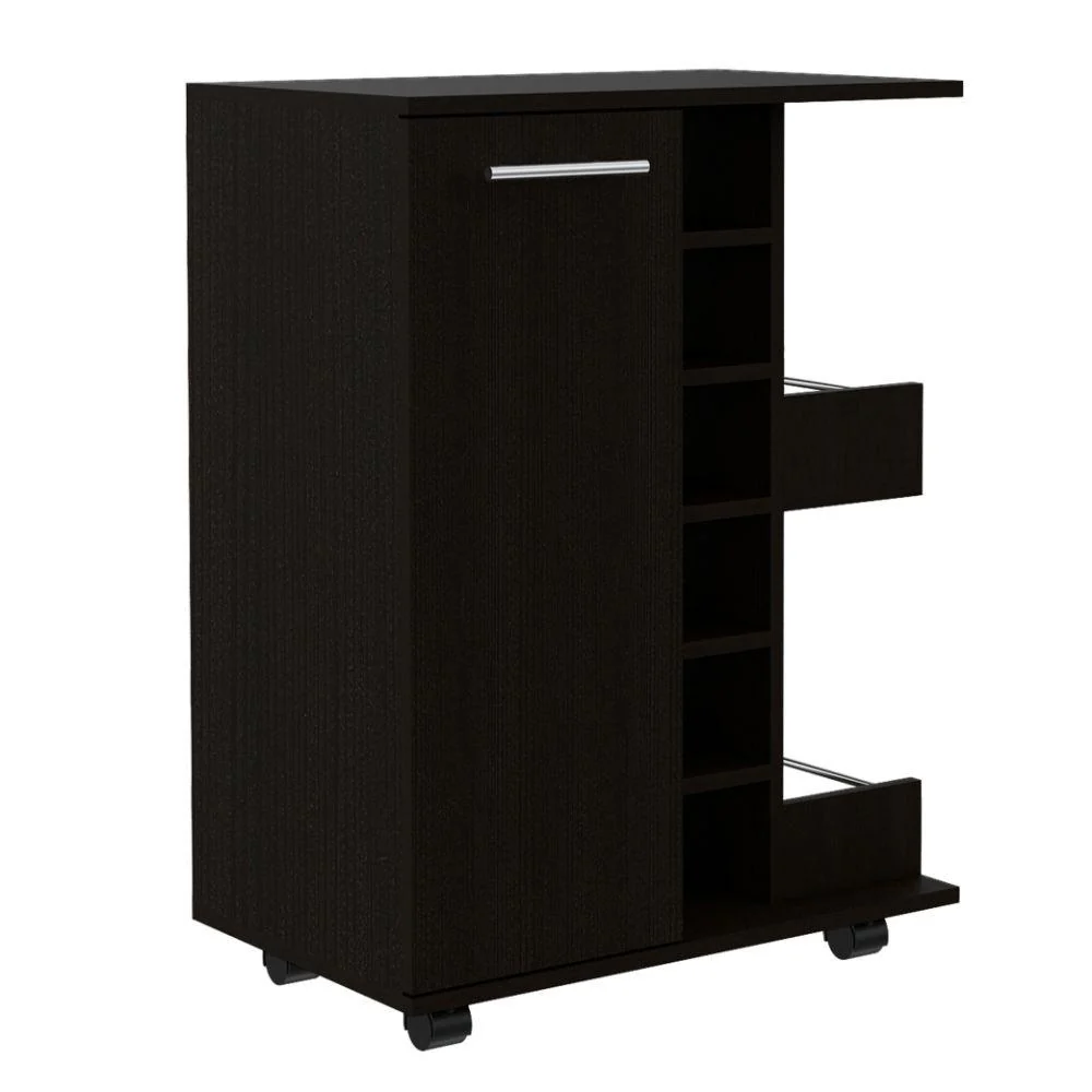 BAR CART ARGUS, WENGUE, CON ESPACIO PARA BOTELLAS Y PORTA COPAS  ZF - Image 4