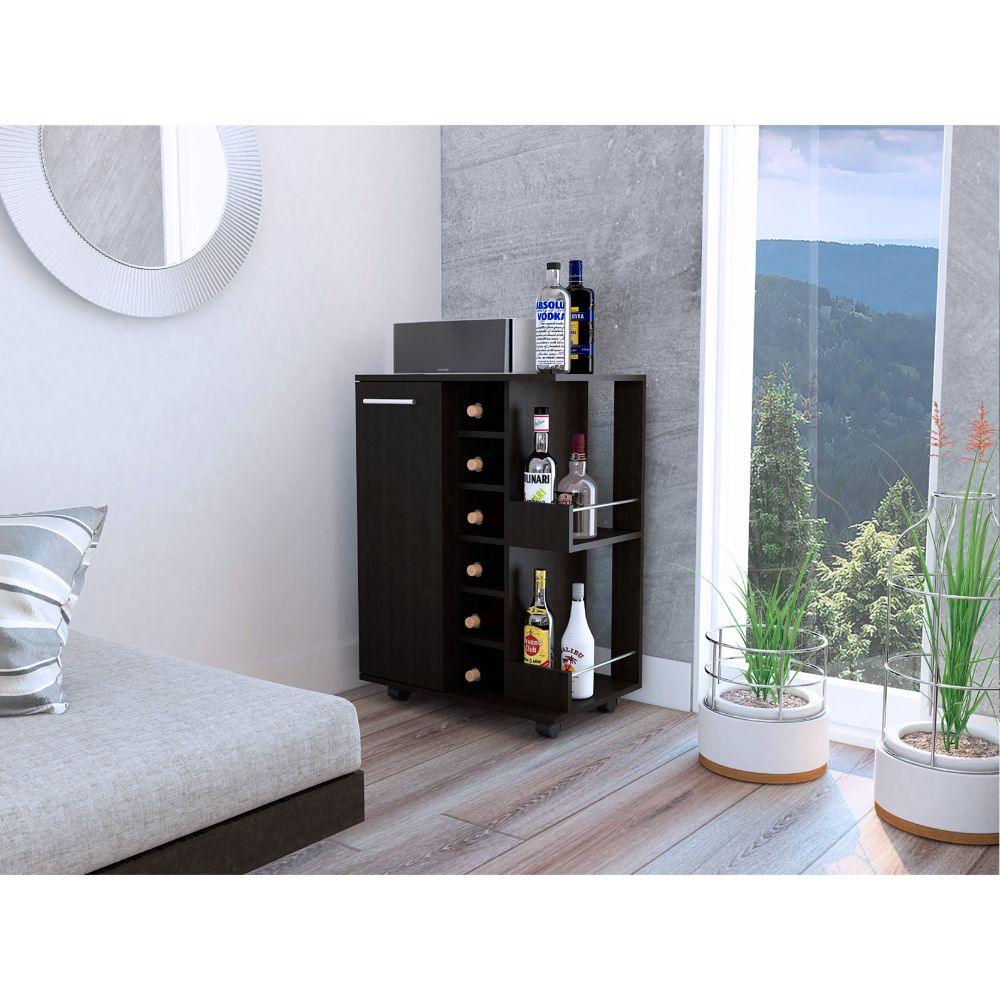 BAR CART ARGUS, WENGUE, CON ESPACIO PARA BOTELLAS Y PORTA COPAS  ZF - Image 6