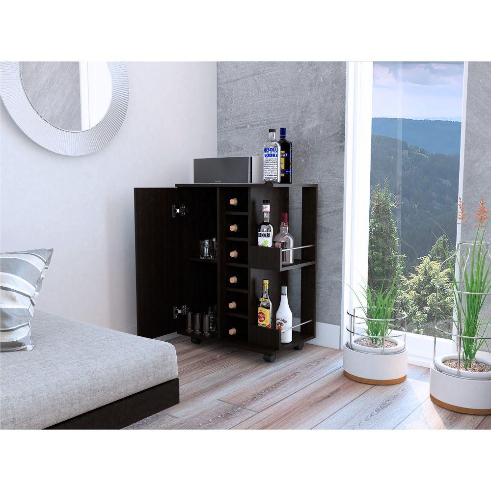 BAR CART ARGUS, WENGUE, CON ESPACIO PARA BOTELLAS Y PORTA COPAS  ZF - Image 7