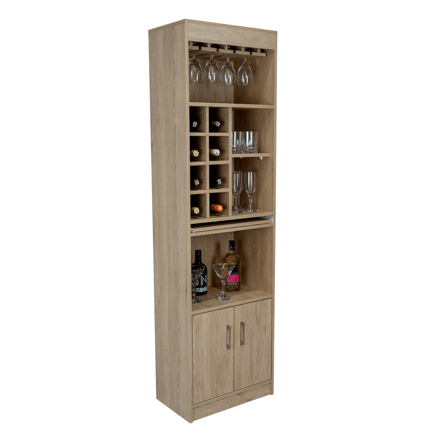 BAR CELESTE, BEIGE, DOS PUERTAS, ESPACIO PARA COPAS Y VINO - Image 10