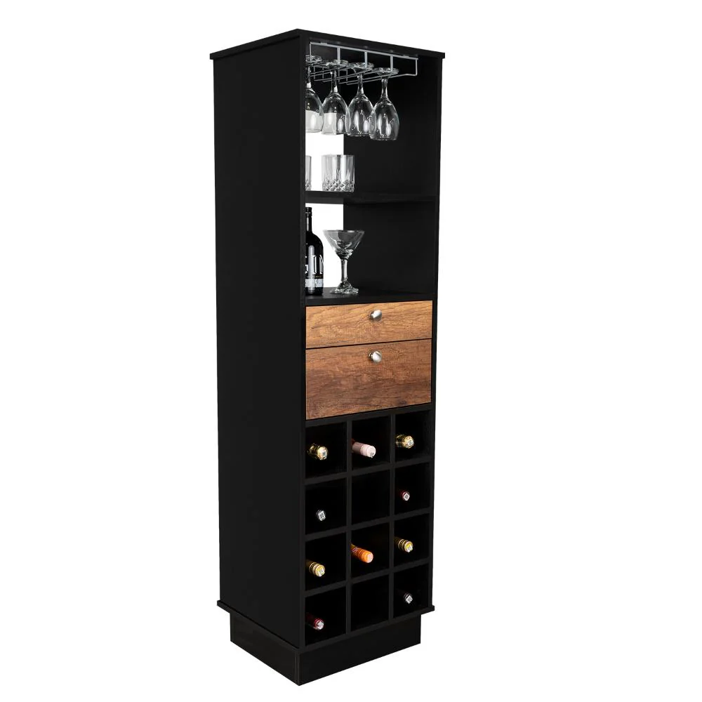BAR CLASIC, WENGUE Y COBRE, CON ESPACIO PARA BOTELLAS Y PORTA COPAS
