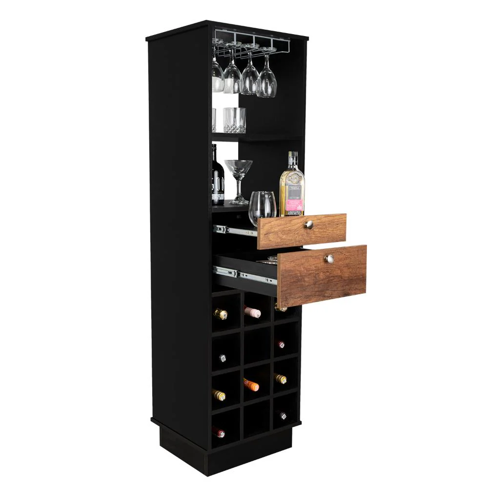 BAR CLASIC, WENGUE Y COBRE, CON ESPACIO PARA BOTELLAS Y PORTA COPAS - Image 2