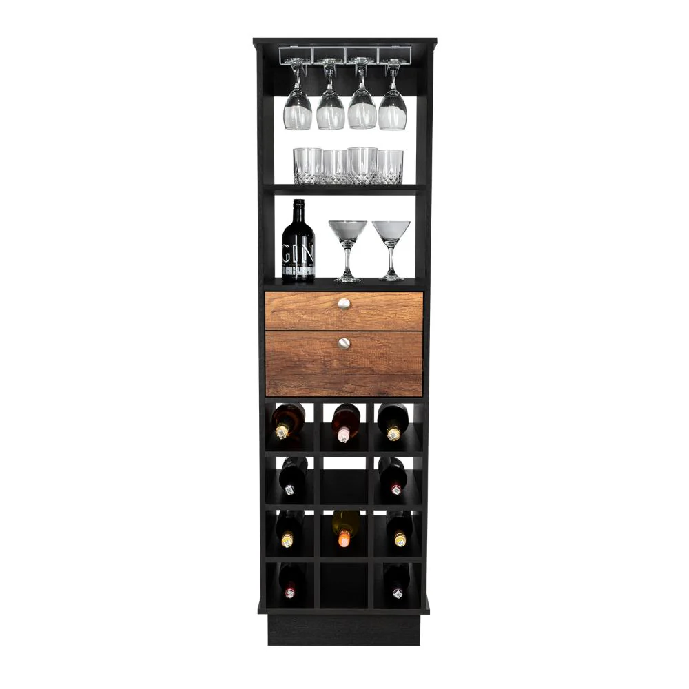 BAR CLASIC, WENGUE Y COBRE, CON ESPACIO PARA BOTELLAS Y PORTA COPAS - Image 3