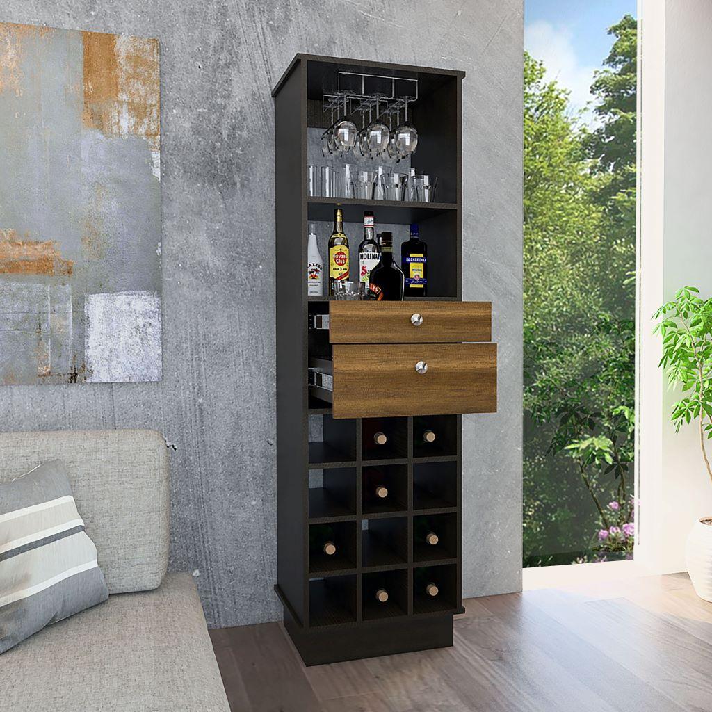 BAR CLASIC, WENGUE Y COBRE, CON ESPACIO PARA BOTELLAS Y PORTA COPAS - Image 6