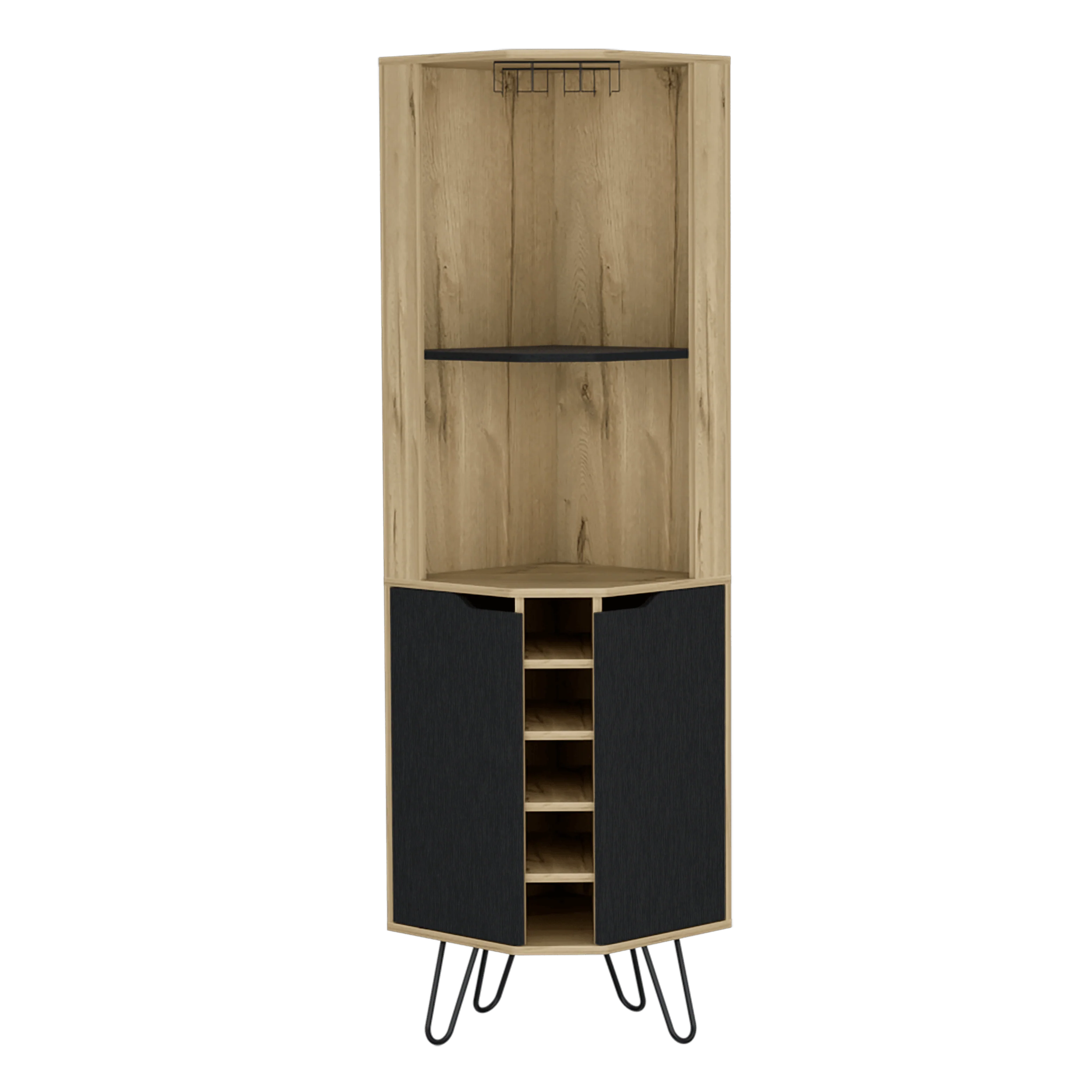 BAR ESQUINERO CLEO, CAFÉ CLARO Y WENGUE, 2 PUERTAS CON CON ESPACIO PARA PORTA VASOS Y BOTELLAS - Image 3