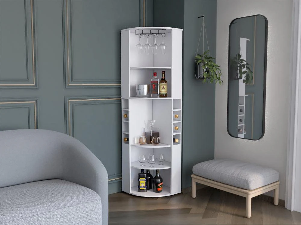 BAR ESQUINERO NABOD, BLANCO, CON ESPACIO PARA ORGANIZAR LICORES ZF - Image 3
