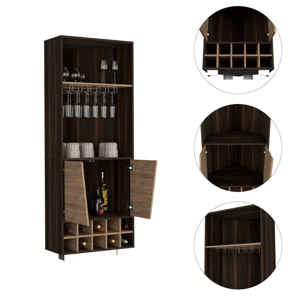 BAR ESQUINERO ORUS, CAOBA, CON ESPACIO PARA BOTELLAS Y PORTA COPAS - Image 10