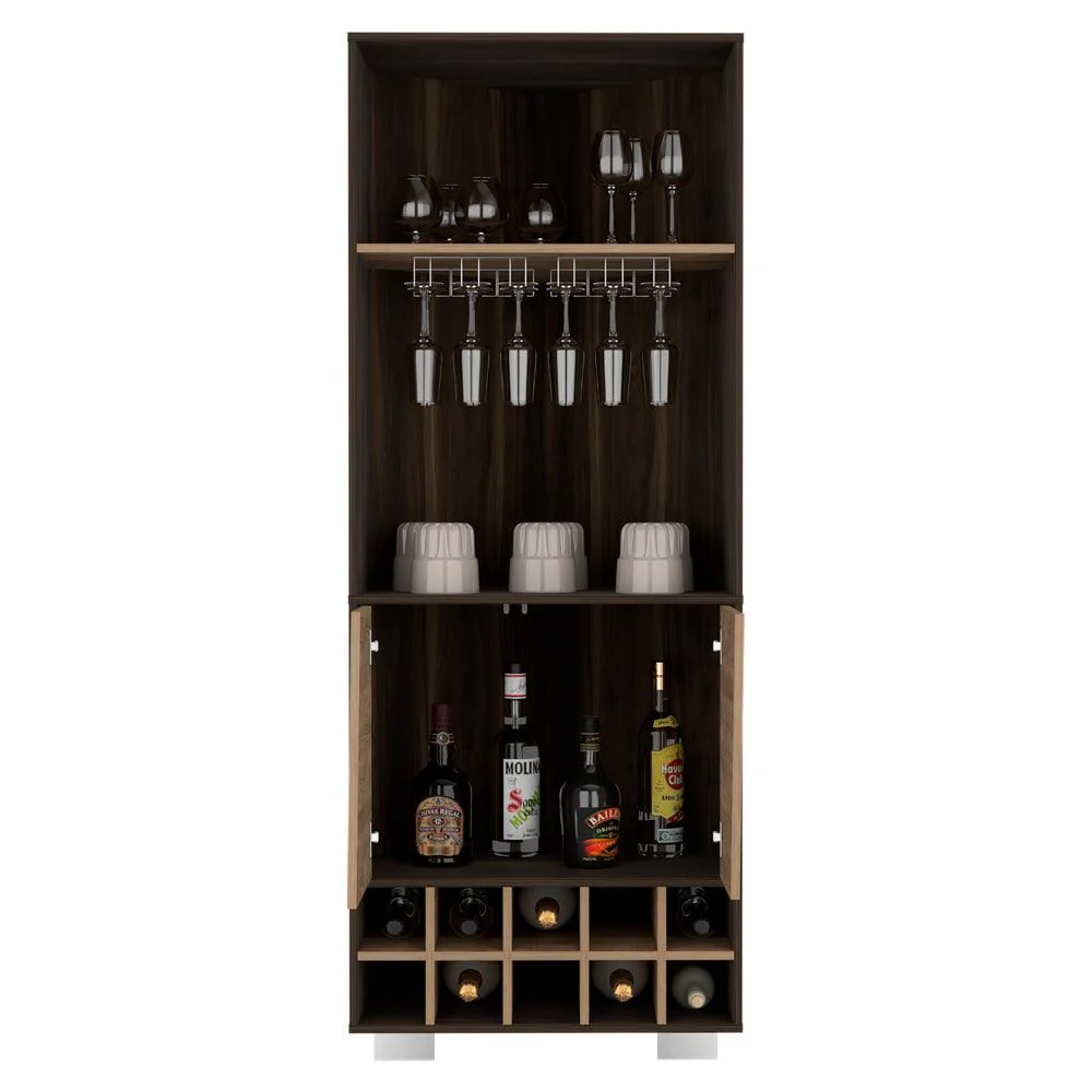 BAR ESQUINERO ORUS, CAOBA, CON ESPACIO PARA BOTELLAS Y PORTA COPAS - Image 2