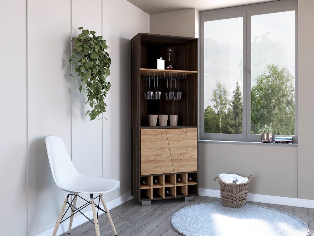 BAR ESQUINERO ORUS, CAOBA, CON ESPACIO PARA BOTELLAS Y PORTA COPAS - Image 3