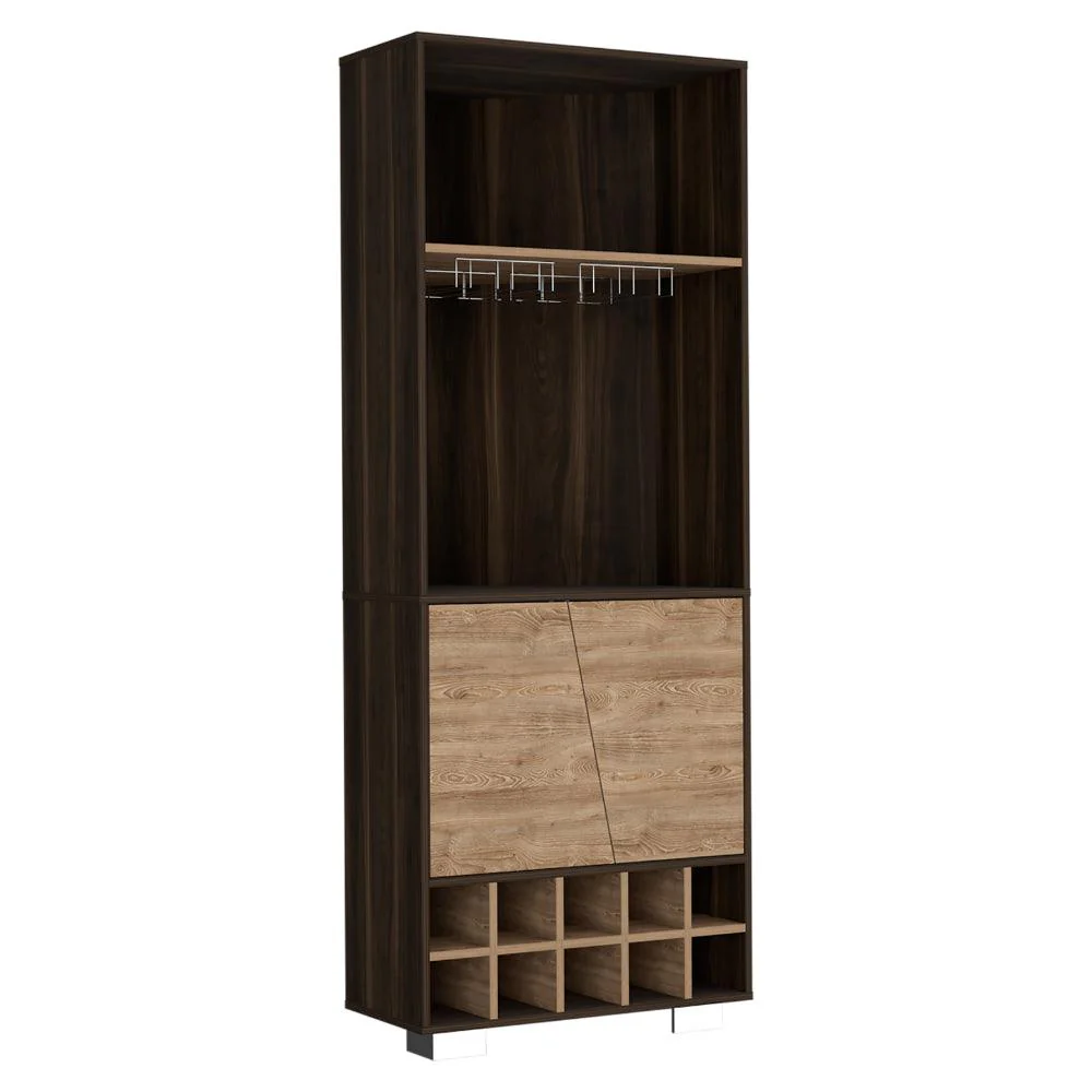 BAR ESQUINERO ORUS, CAOBA, CON ESPACIO PARA BOTELLAS Y PORTA COPAS - Image 5