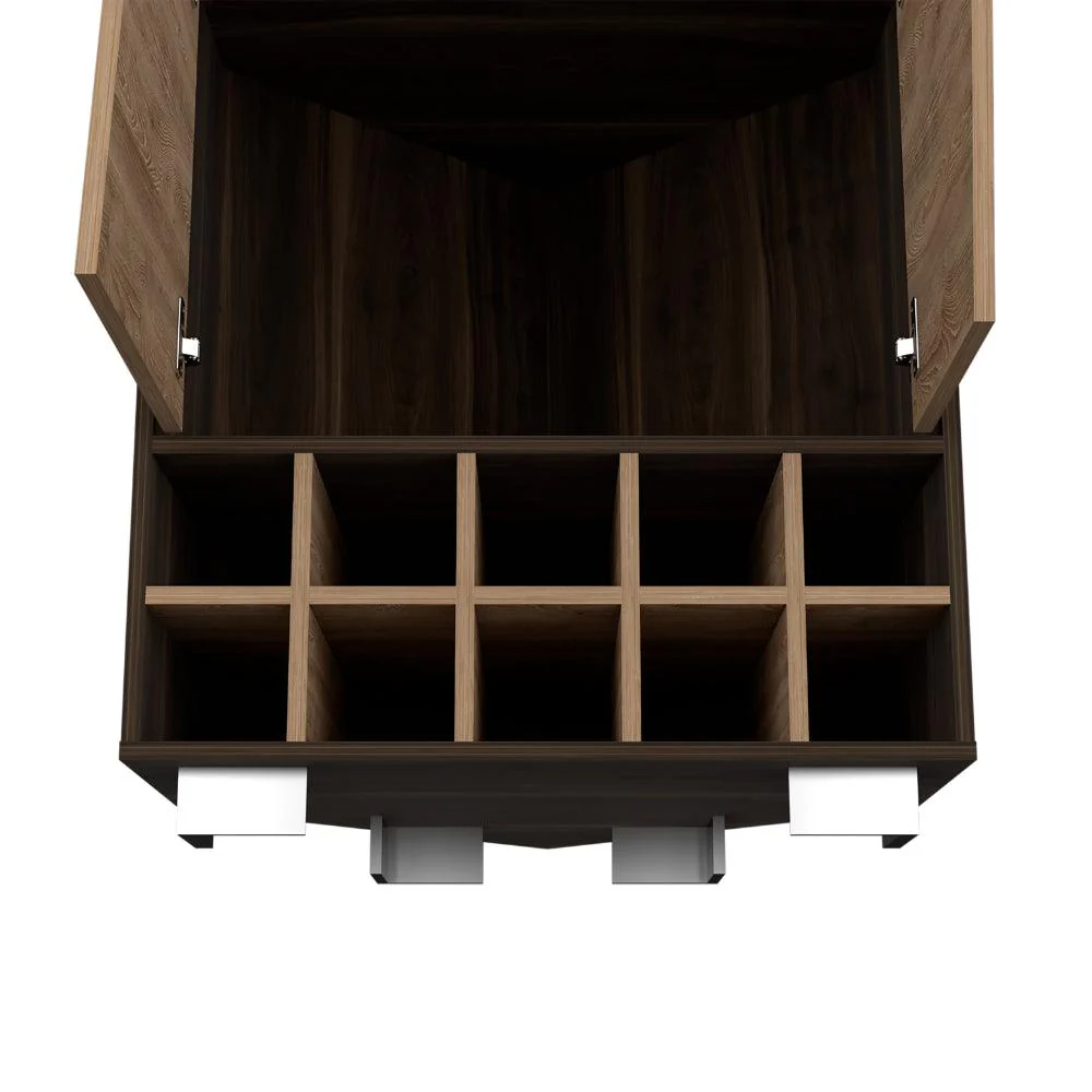 BAR ESQUINERO ORUS, CAOBA, CON ESPACIO PARA BOTELLAS Y PORTA COPAS - Image 7