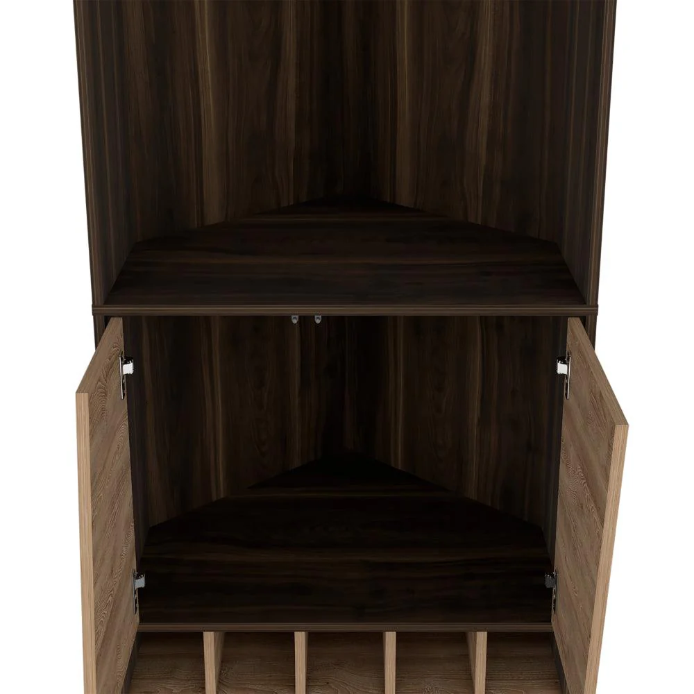 BAR ESQUINERO ORUS, CAOBA, CON ESPACIO PARA BOTELLAS Y PORTA COPAS - Image 8