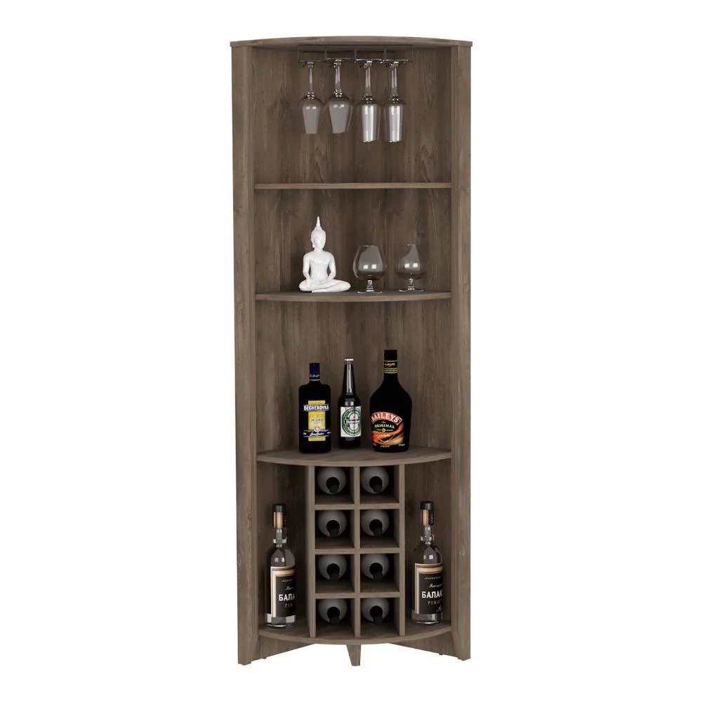BAR ESQUINERO SARUME, NOGAL,CON AMPLIO ESPACIO DE ALMACENAMIENTO Y PORTA COPAS - Image 2