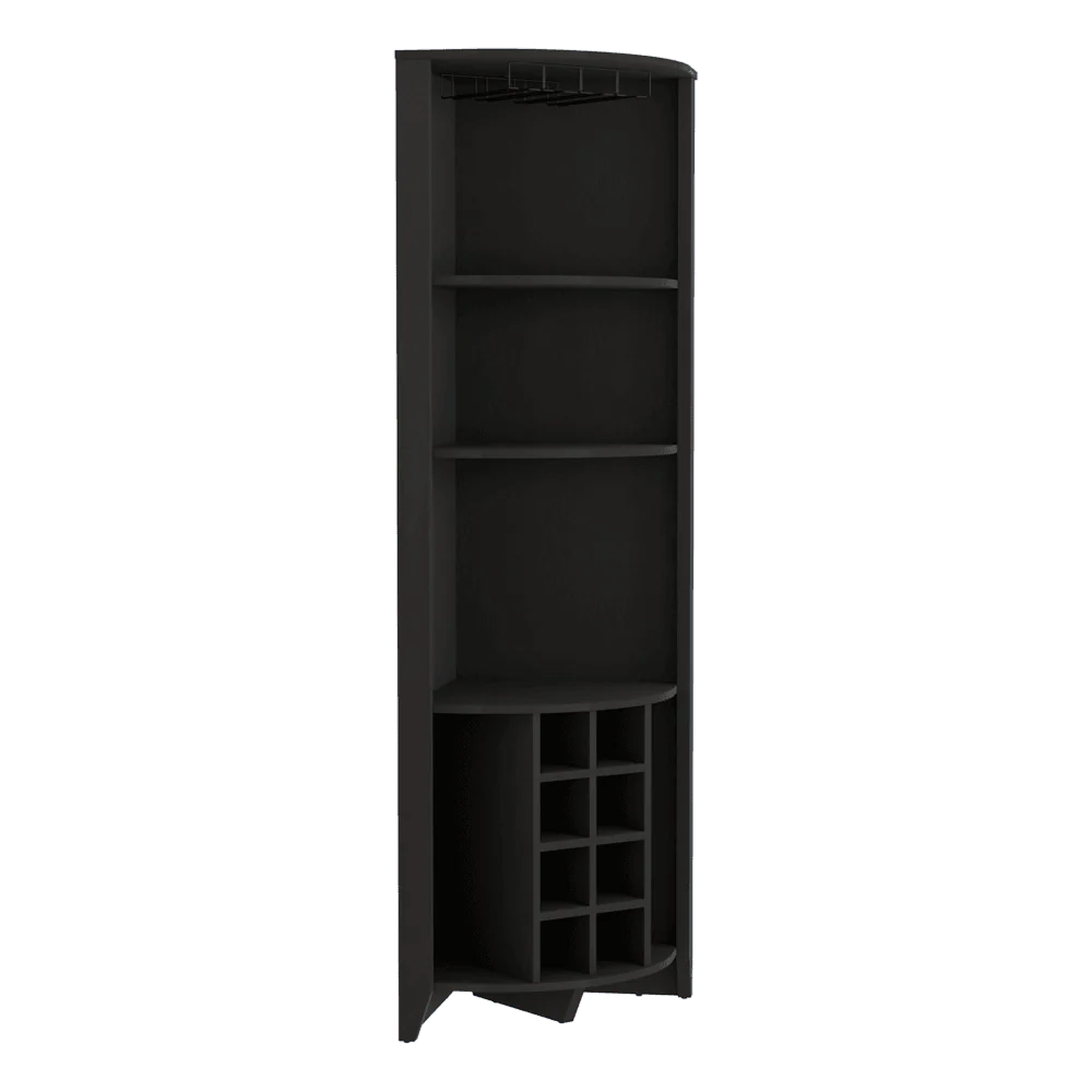 BAR ESQUINERO SARUME, WENGUE, CON AMPLIO ESPACIO DE ALMACENAMIENTO Y PORTA COPAS - Image 5