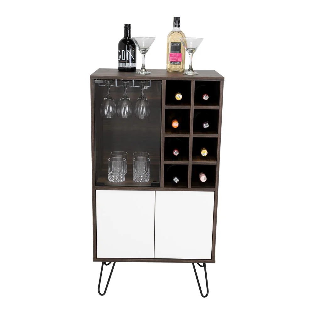 BAR LARA, NOGAL Y BLANCO PERLA, CON DOS PUERTAS Y AMPLIO ESPACIO PARA ALMACENAMIENTO. - Image 3