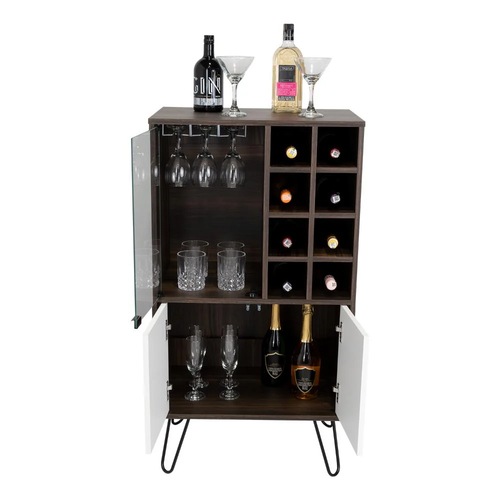 BAR LARA, NOGAL Y BLANCO PERLA, CON DOS PUERTAS Y AMPLIO ESPACIO PARA ALMACENAMIENTO. - Image 4