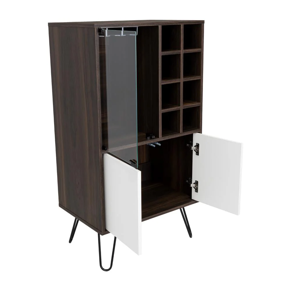 BAR LARA, NOGAL Y BLANCO PERLA, CON DOS PUERTAS Y AMPLIO ESPACIO PARA ALMACENAMIENTO. - Image 6