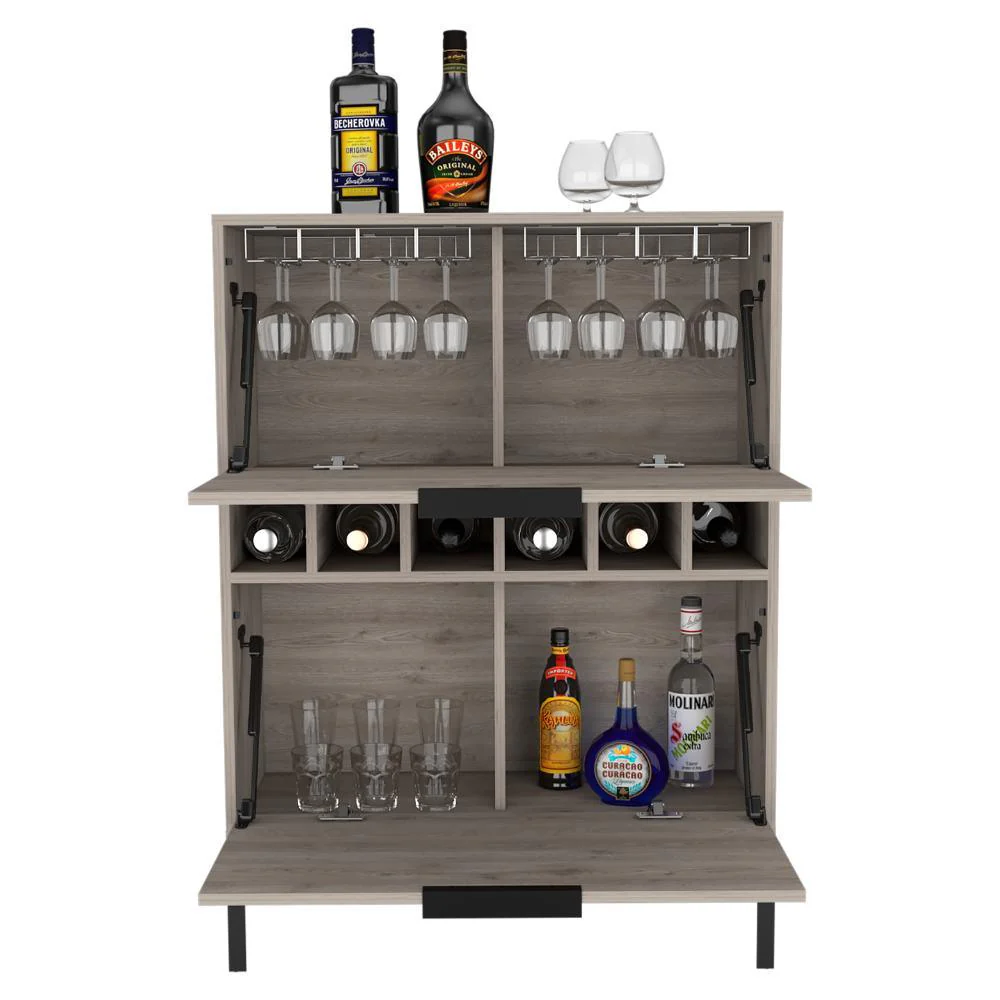 BAR LYRATA WENGUE, CON ESPACIO PARA ALMACENAR BOTELLAS DE LICOR  ZF - Image 2