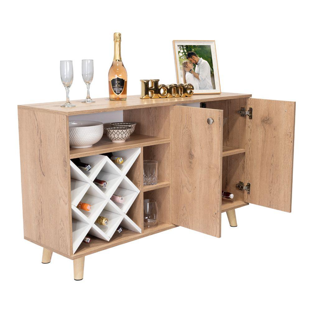 BAR NANTES, MACADAMIA Y BLANCO, CON ESPACIO PARA BOTELLAS Y PORTA COPAS
