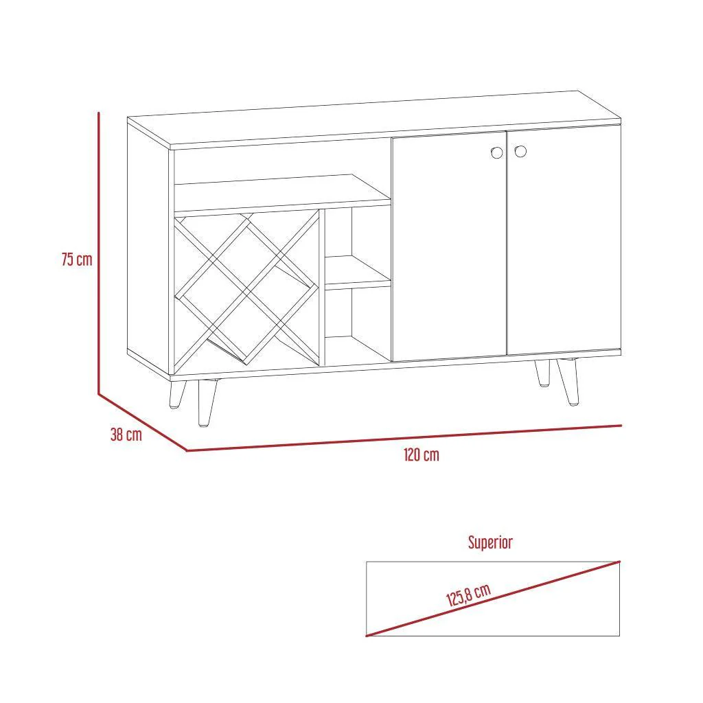 BAR NANTES, MACADAMIA Y BLANCO, CON ESPACIO PARA BOTELLAS Y PORTA COPAS - Image 10