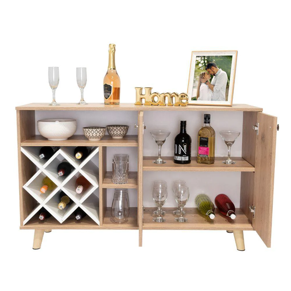 BAR NANTES, MACADAMIA Y BLANCO, CON ESPACIO PARA BOTELLAS Y PORTA COPAS - Image 3